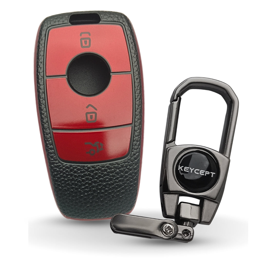 Mercedes Benz TPU Leather Key Cover with Keychain. (Type 2)