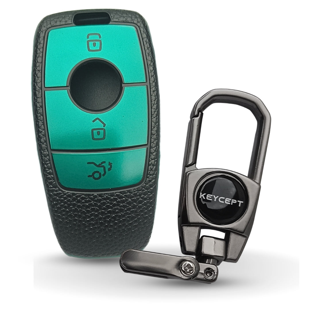 Mercedes Benz TPU Leather Key Cover with Keychain. (Type 2)
