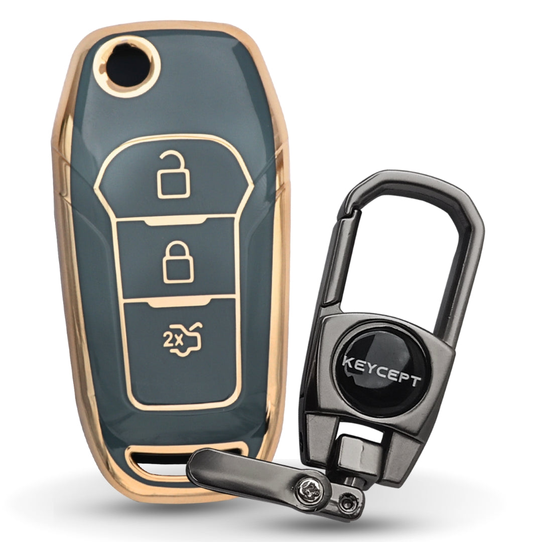 Ford Gold line TPU Key Cover with Keychain (Type 2)