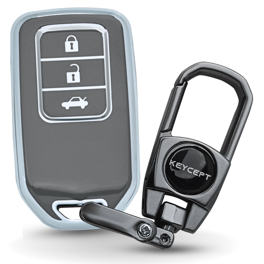 Honda Silver Line TPU Key Cover with Keychain