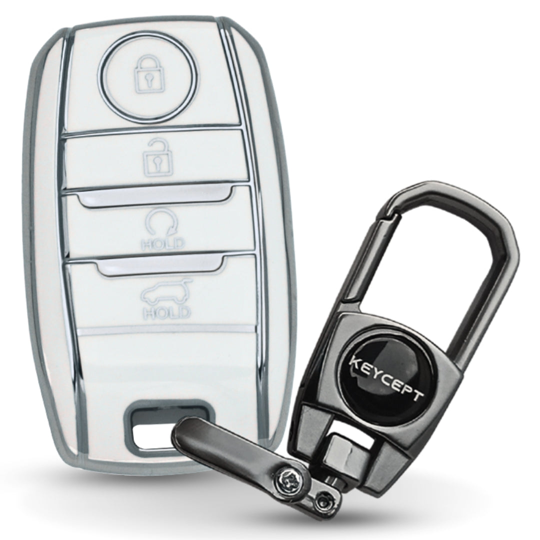 Kia Silver Line TPU Key Cover with Keychain
