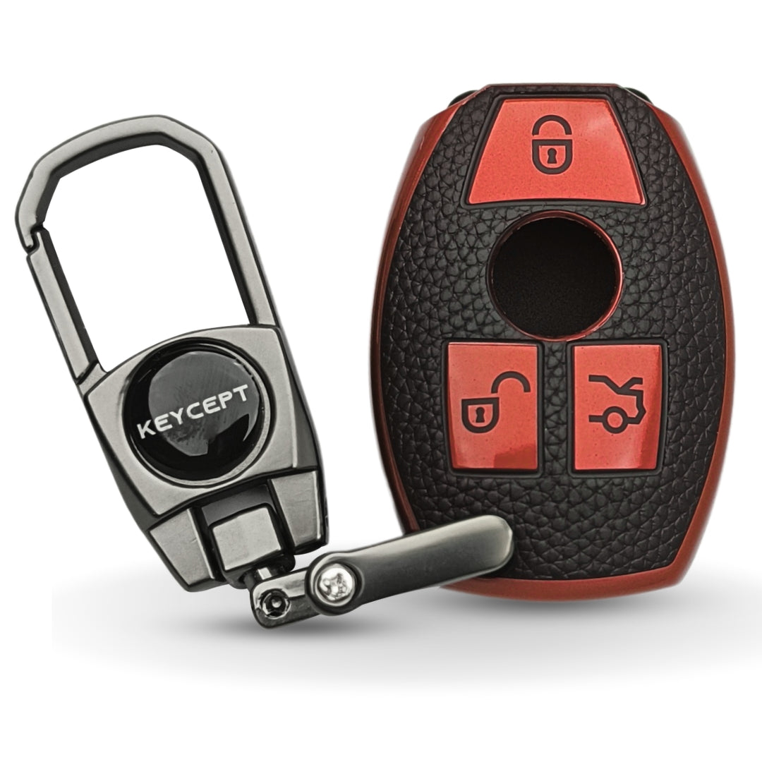 Mercedes Benz TPU Leather Key Cover with Keychain. (Type 2)