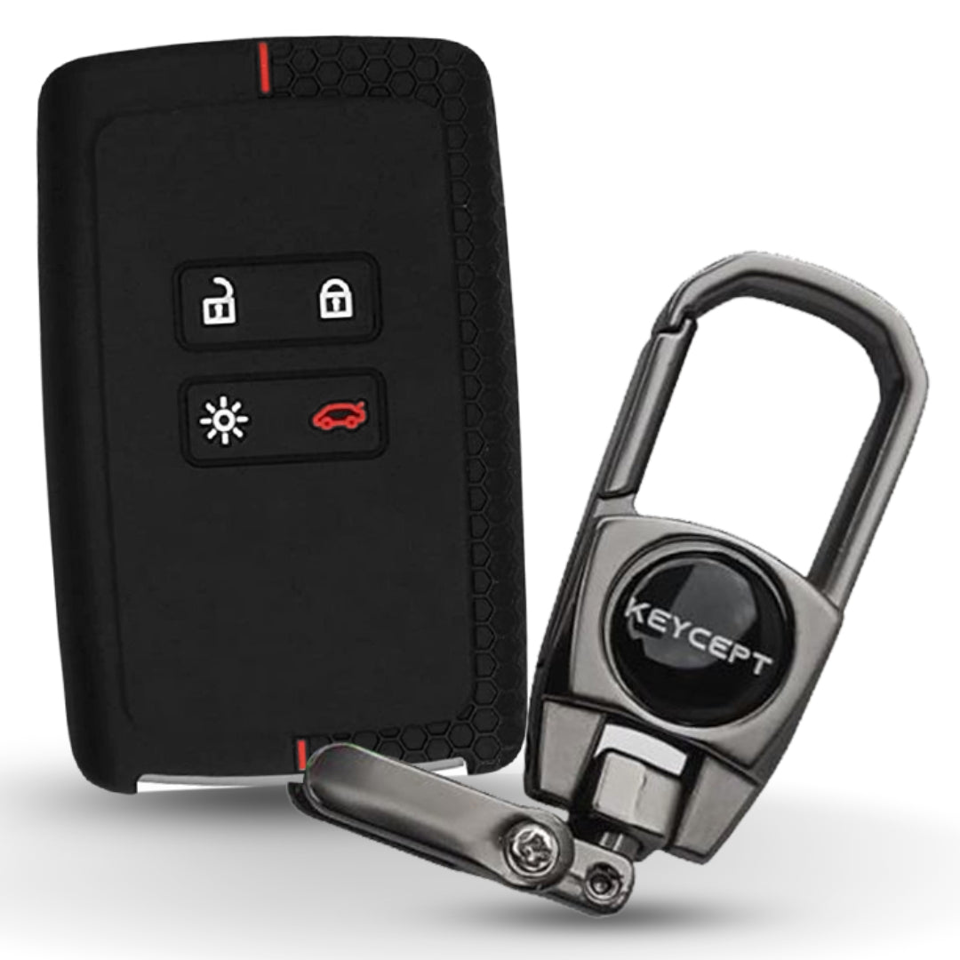 Silicone car key cover for Renault Kiger, Triber Smart Card Key with keychain