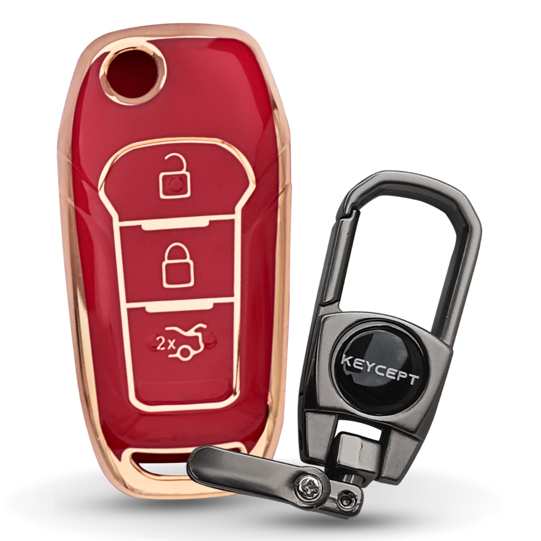 Ford Gold line TPU Key Cover with Keychain (Type 2)