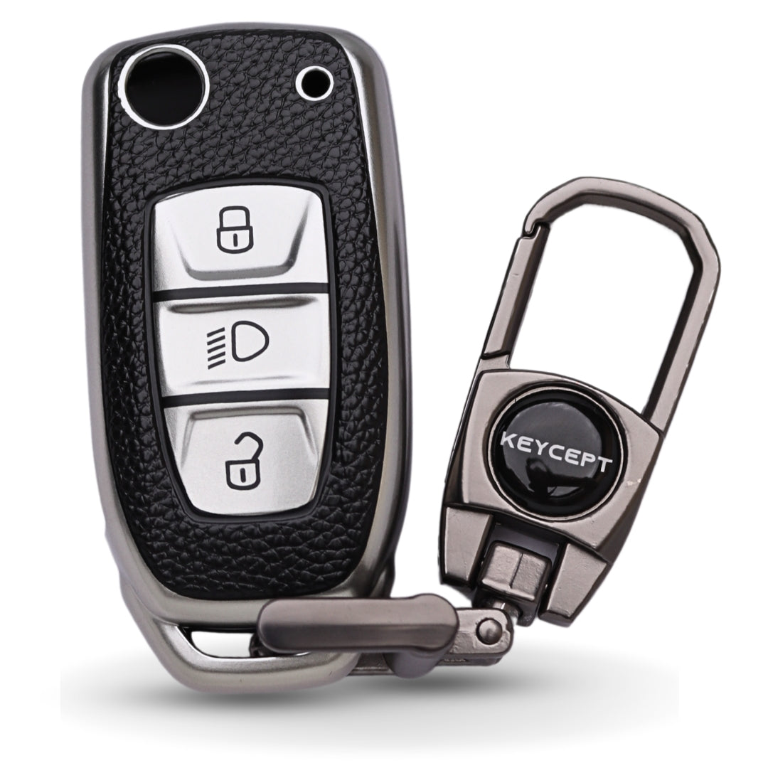 Tata TPU Leather Key Cover with Keychain (Type 2)
