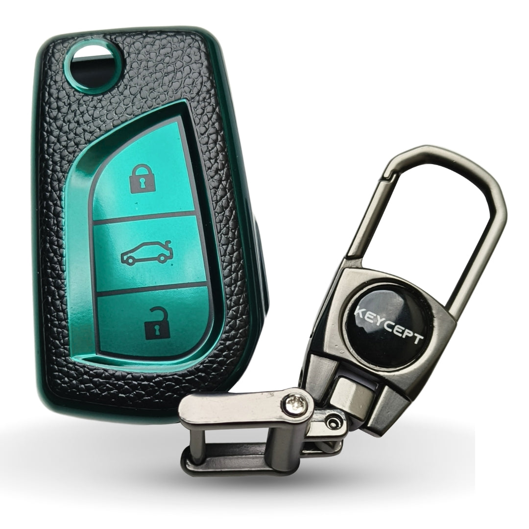 Toyota TPU Leather Key Cover with Keychain (Type 2)
