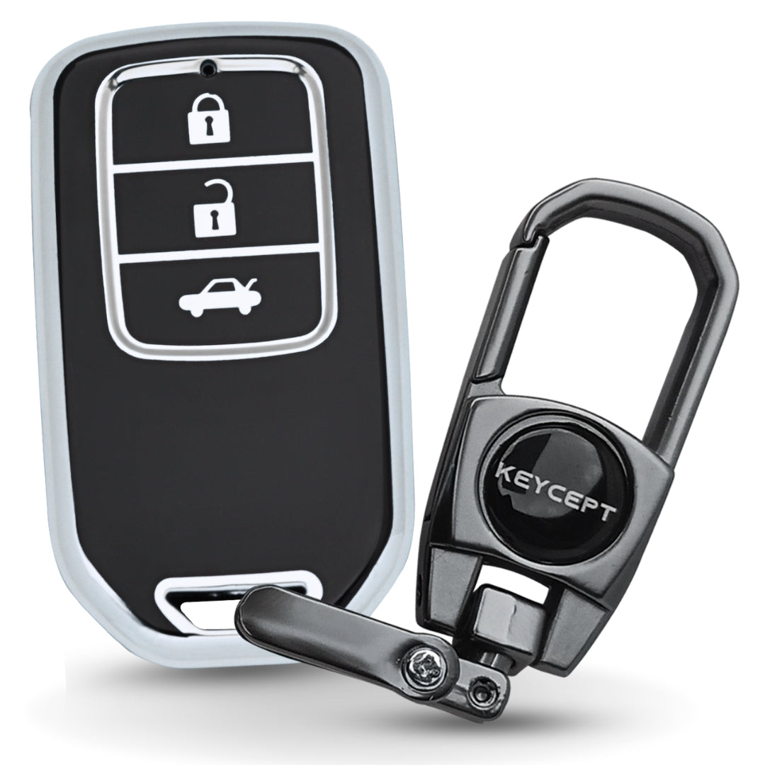 Honda Silver Line TPU Key Cover with Keychain