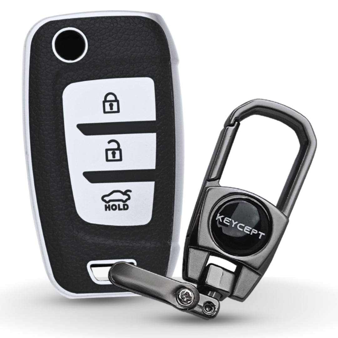 Hyundai TPU Leather Key Cover with Keychain (Type 2)