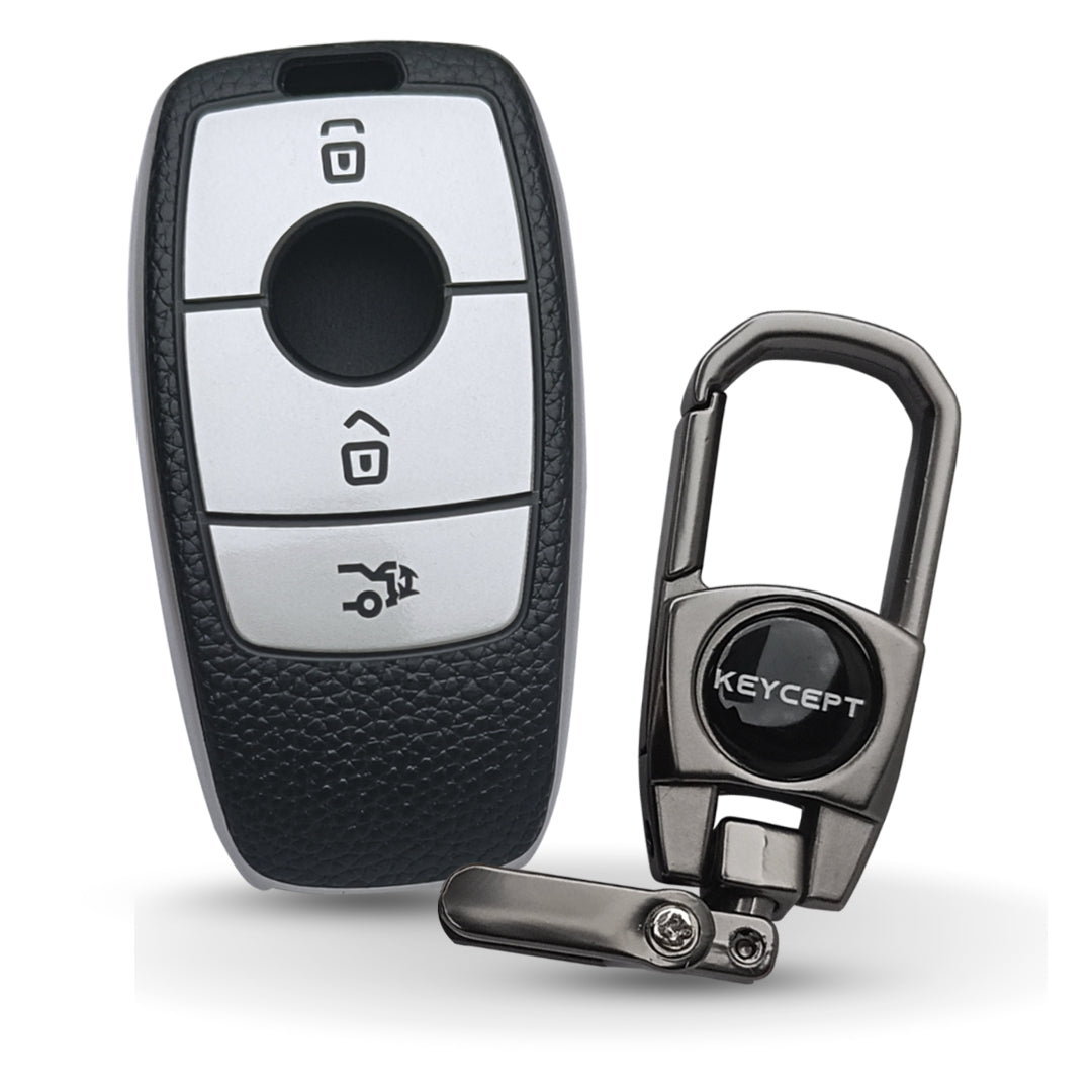 Mercedes Benz TPU Leather Key Cover with Keychain. (Type 2)