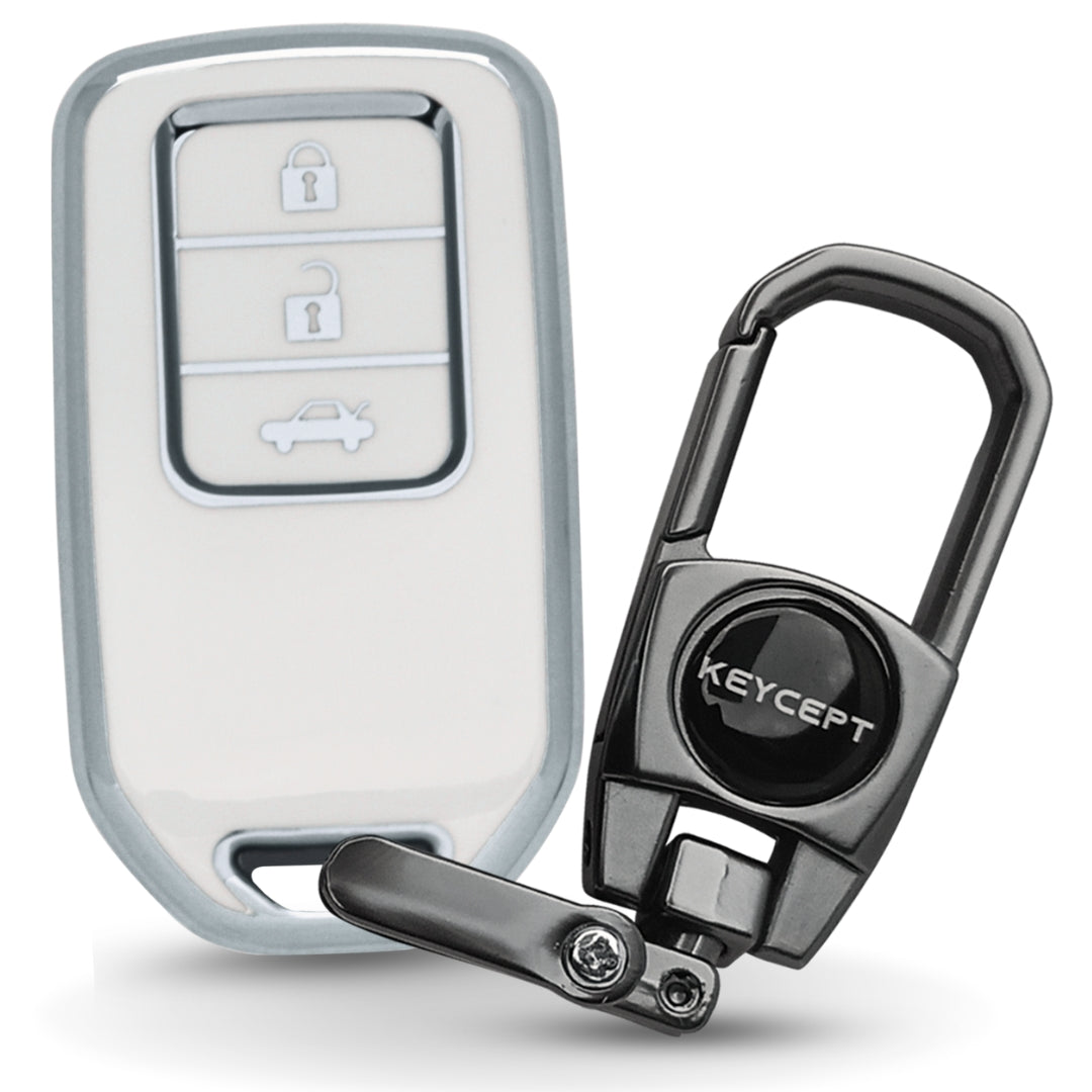 Honda Silver Line TPU Key Cover with Keychain