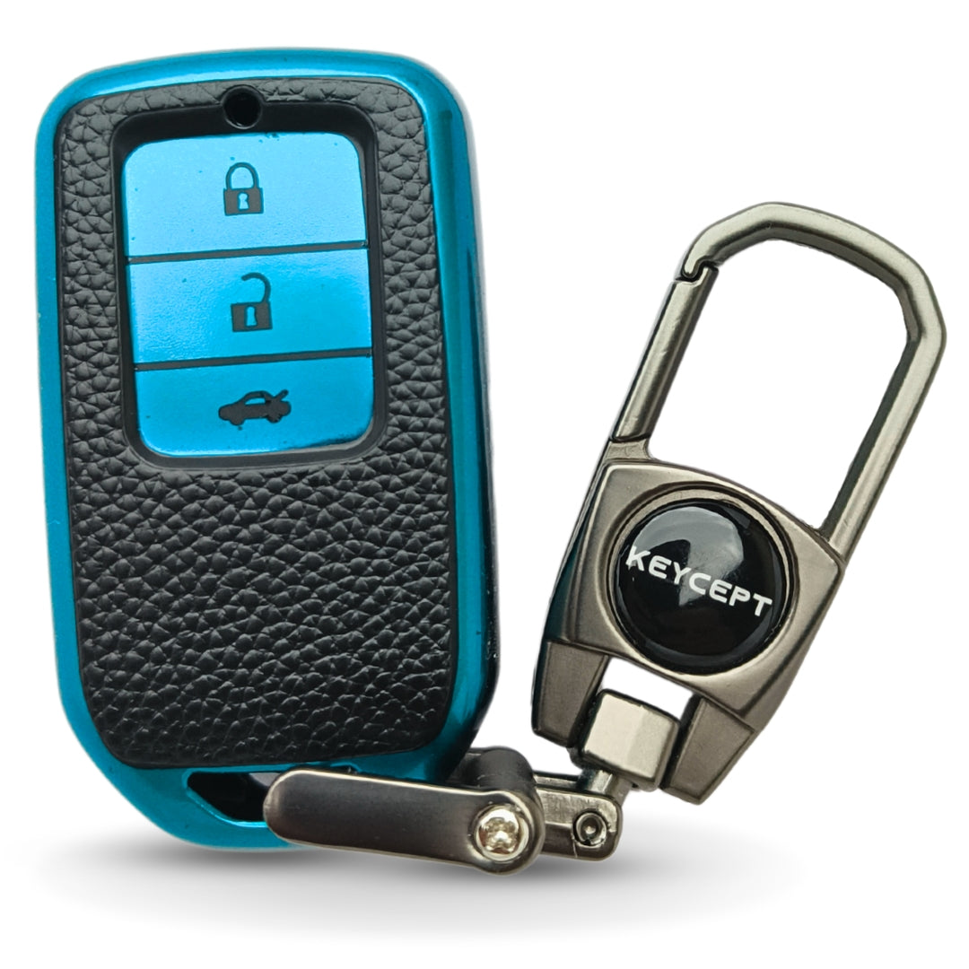 Honda TPU Leather Key Cover with Keychain. (Type 2)