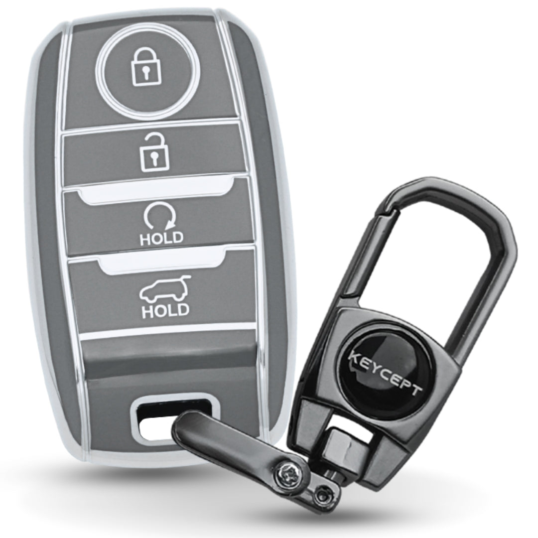 Kia Silver Line TPU Key Cover with Keychain