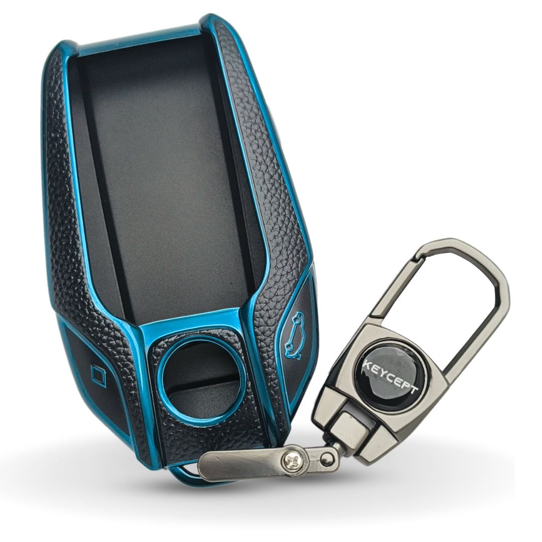 BMW TPU Leather Key Cover With Keychain. (Type 2)
