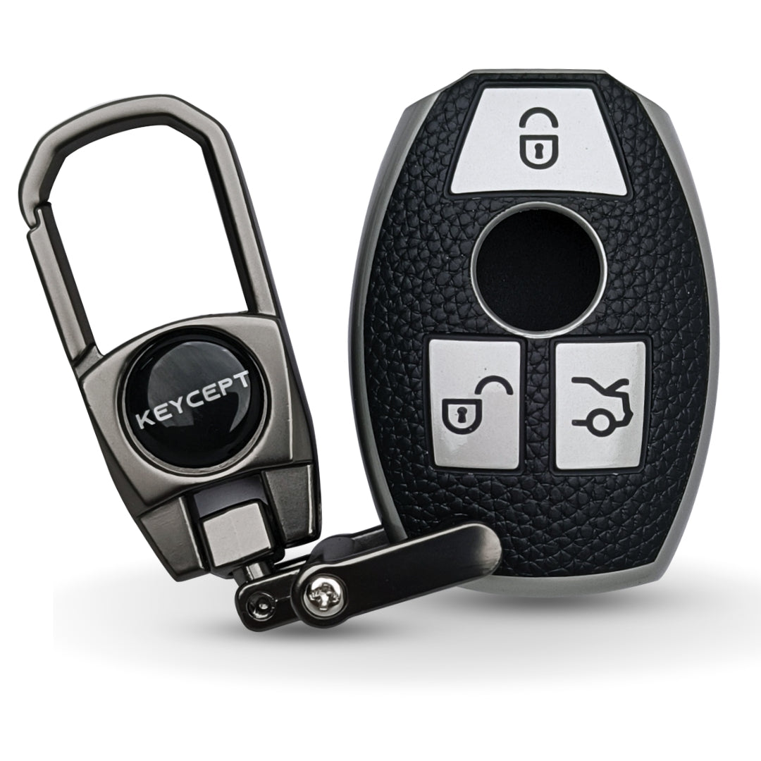 Mercedes Benz TPU Leather Key Cover with Keychain. (Type 2)
