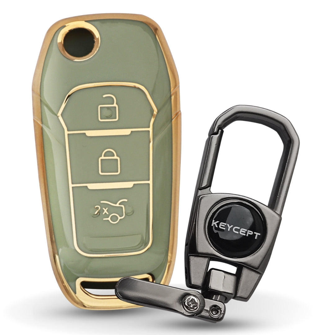 Ford Gold line TPU Key Cover with Keychain (Type 2)