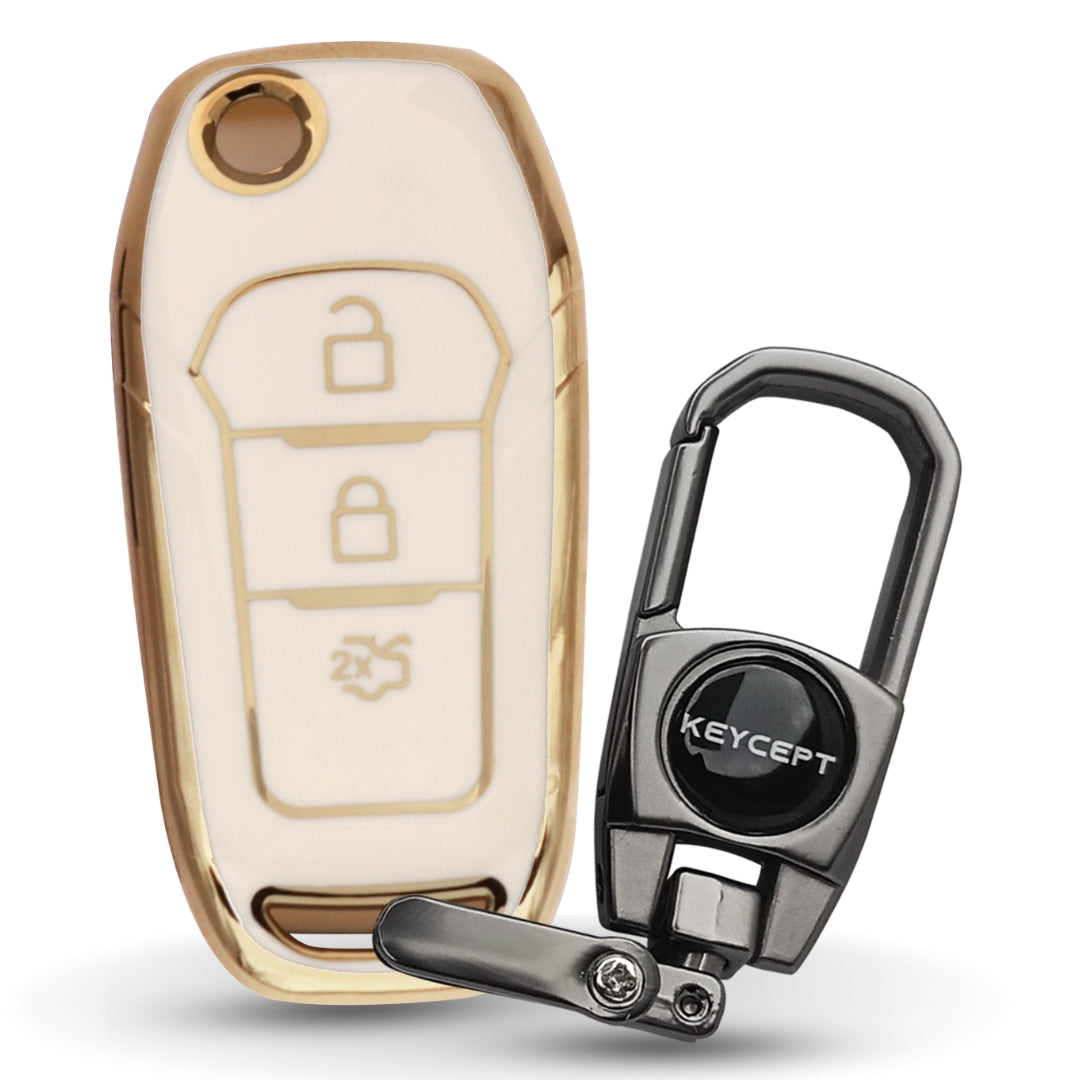 Ford Gold line TPU Key Cover with Keychain (Type 2)