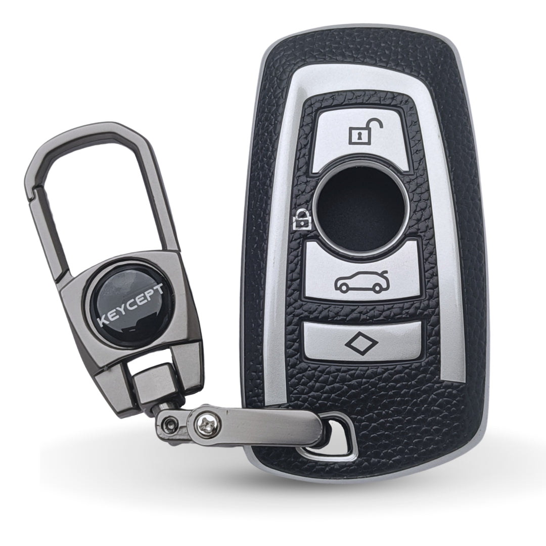 BMW TPU Leather Key Cover With Keychain. (Type 2)