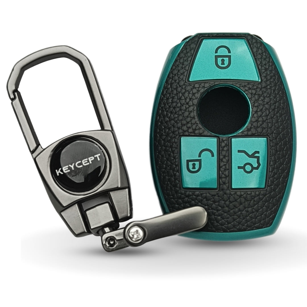 Mercedes Benz TPU Leather Key Cover with Keychain. (Type 2)