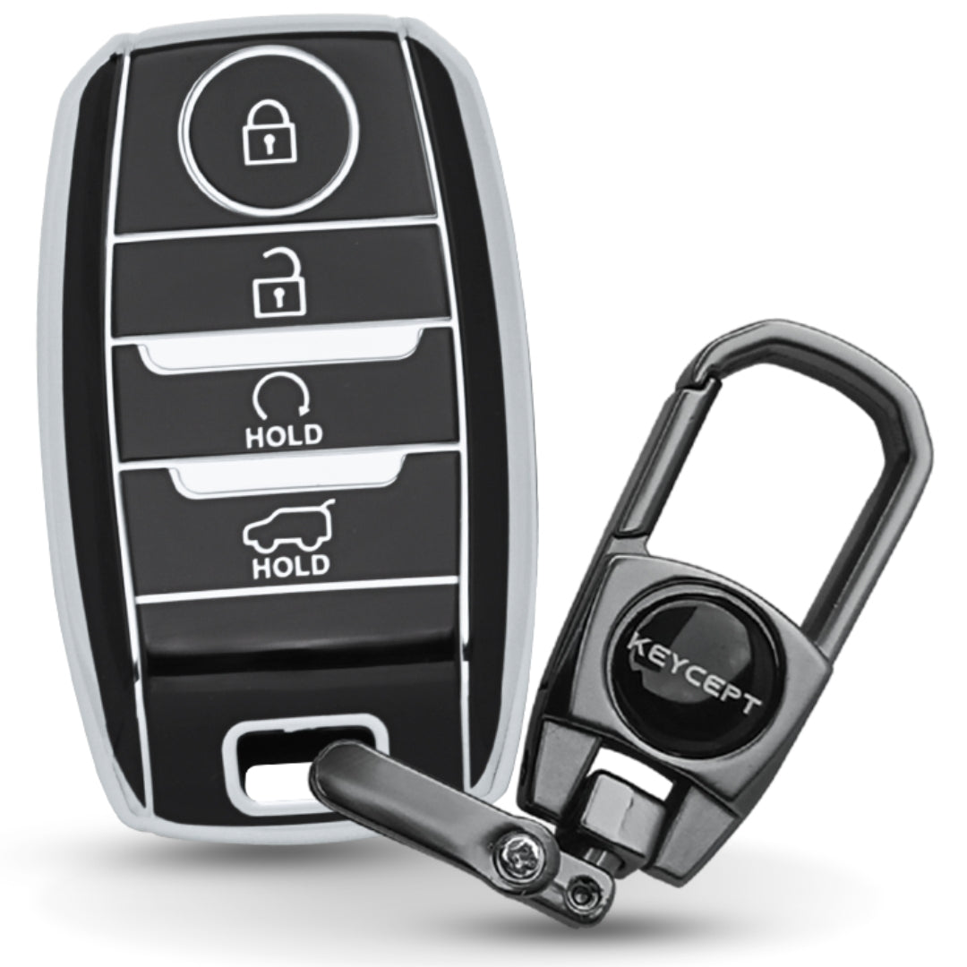 Kia Silver Line TPU Key Cover with Keychain