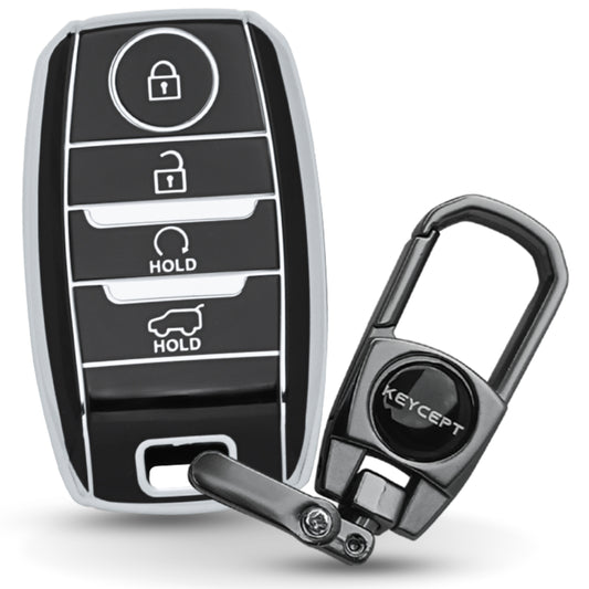 Kia Silver Line TPU Key Cover with Keychain