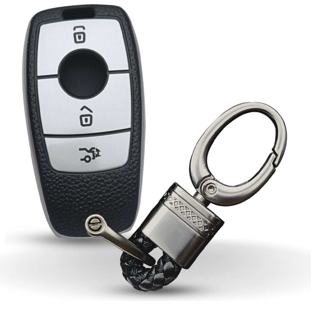 Mercedes Benz TPU (Artificial) Leather Key Cover with Keychain. (Type 4)