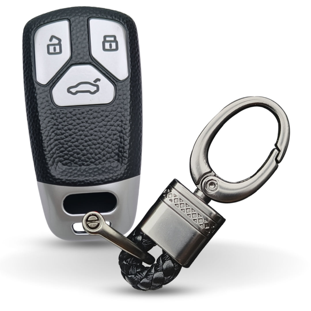 Audi TPU (Artificial) Leather Key Cover with Keychain (Type 4)
