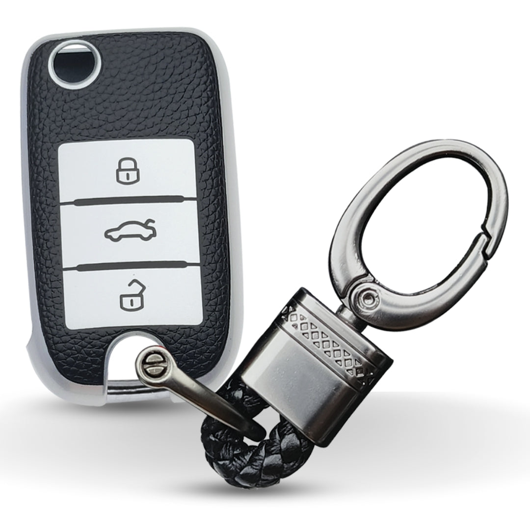 MG TPU (Artificial) Leather Key Cover with Keychain. (Type 4)