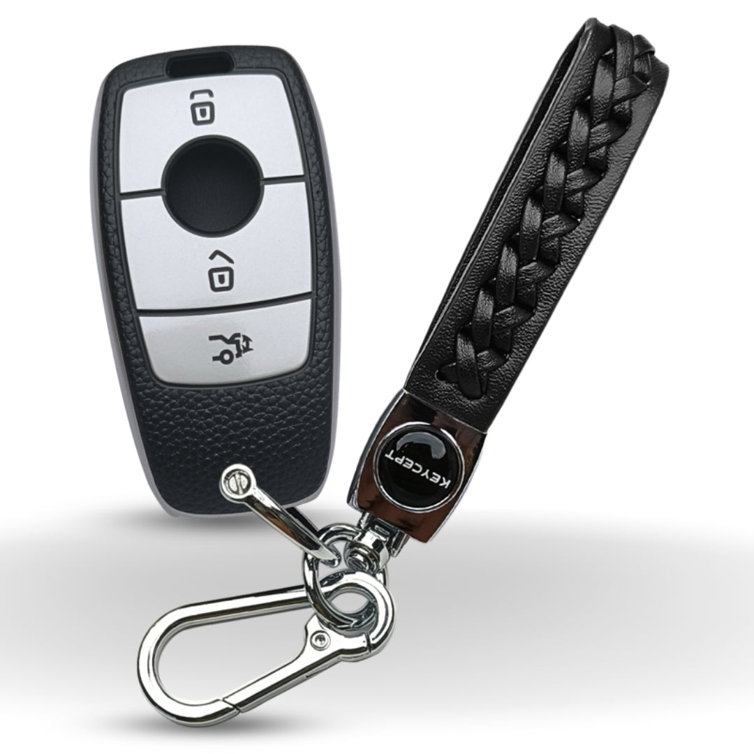 Mercedes Benz TPU (Artificial) Leather Key Cover with Keychain. (Type 5)
