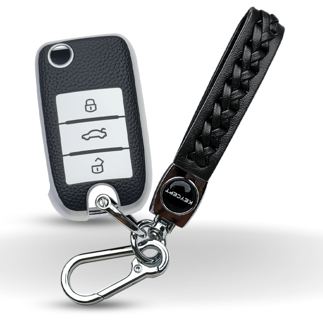 MG TPU (Artificial) Leather Key Cover with Keychain. (Type 5)