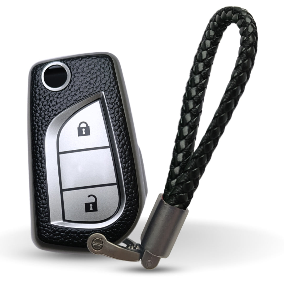 Toyota TPU (Artificial) Leather Key Cover with Keychain (Type 6)