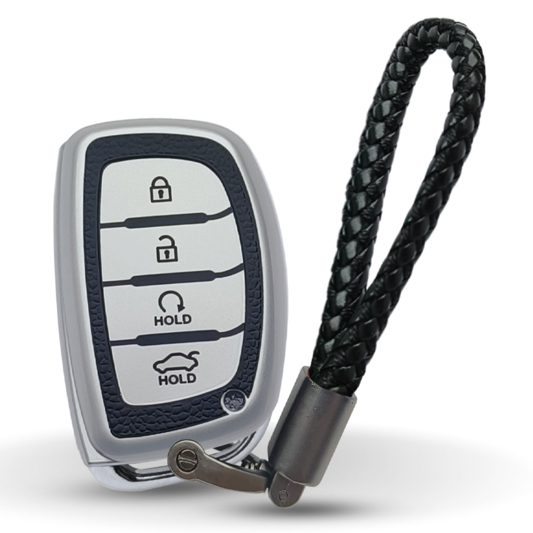 Hyundai TPU (Artificial) Leather Key Cover and Keychain. (Type 6)