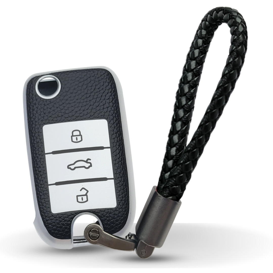 MG TPU (Artificial) Leather Key Cover with Keychain. (Type 6)