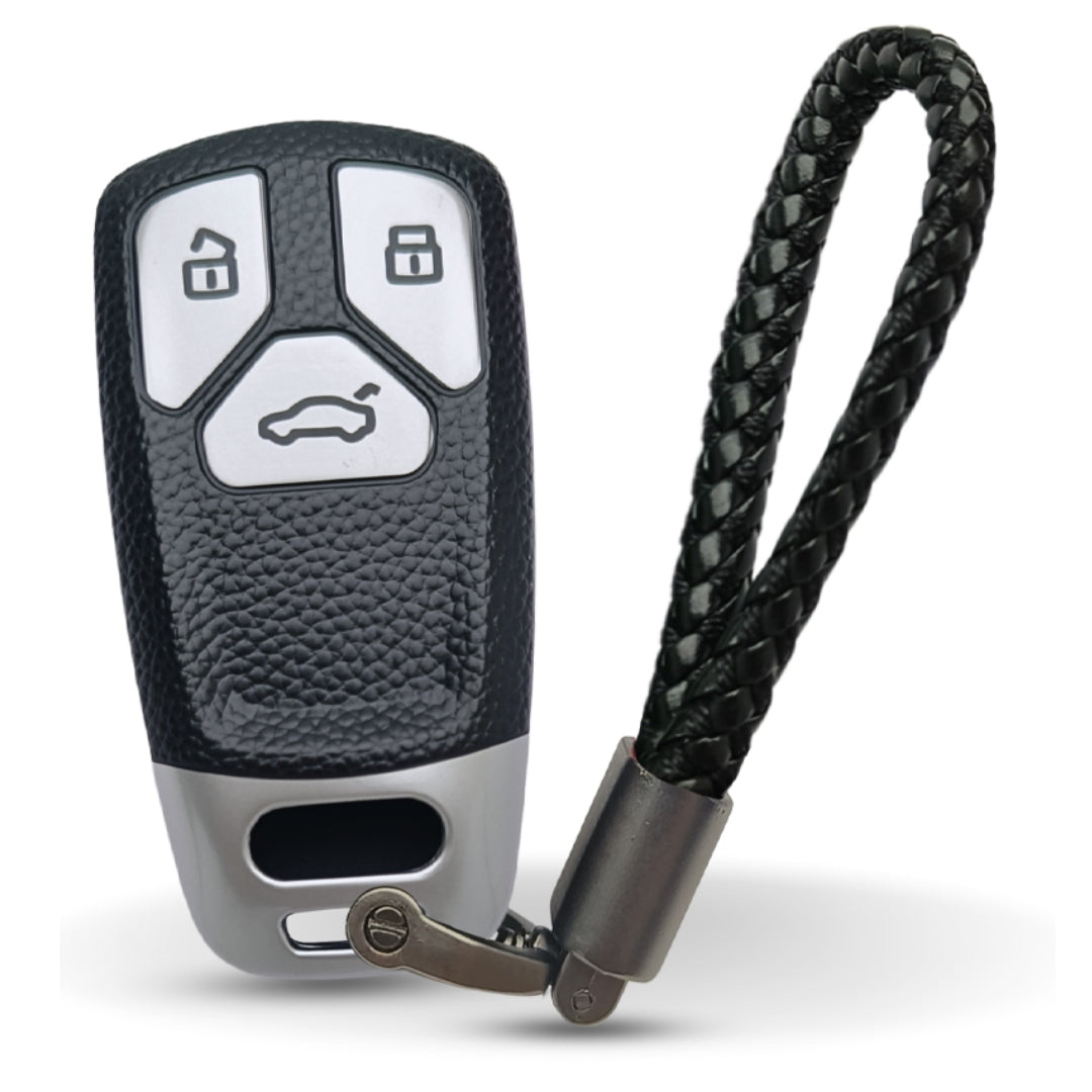 Audi TPU (Artificial) Leather Key Cover with Keychain (Type 6)