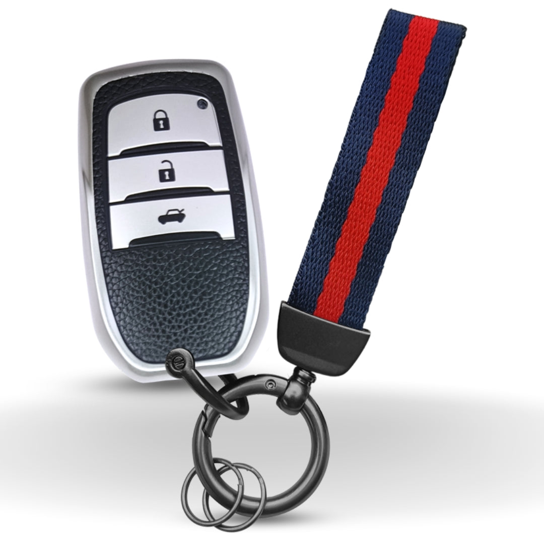 Toyota TPU (Artificial) Leather Key Cover with Keychain (Type 7)