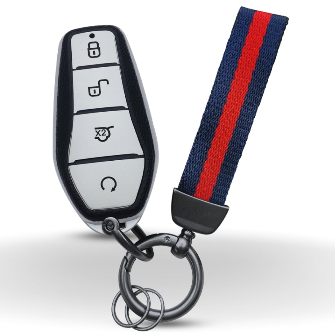BYD TPU (Artificial) Leather Key Cover with Keychain. (Type 7)