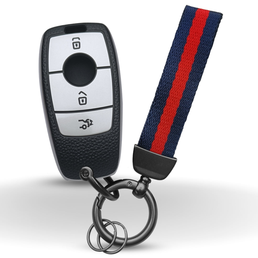 Mercedes Benz TPU (Artificial) Leather Key Cover with Keychain. (Type 7)