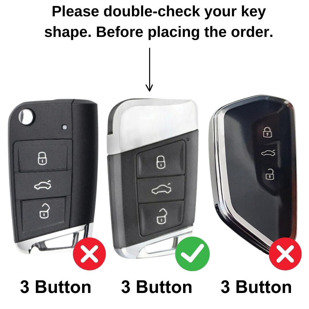Skoda/Volkswagen Metal Alloy Key Cover with Keychain (Type M1)
