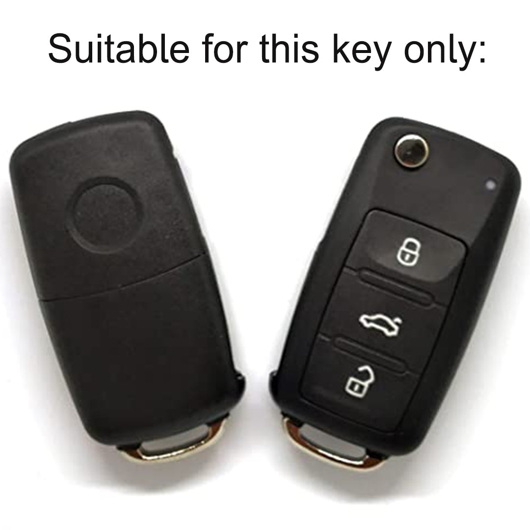 Skoda/ Volkswagen TPU Leather Key Cover with Keychain. (Type 2)