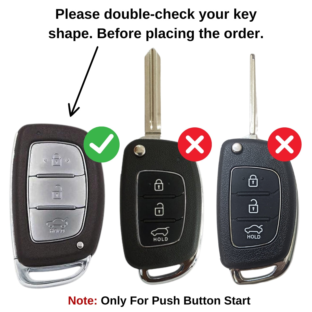 Keycept Metal Alloy Car Key Cover for Hyundai Grand i10 NIOS Asta, Venue, i20, Aura, Creta, Elantra Key Cover with Keychain (Dual Black & Tan)