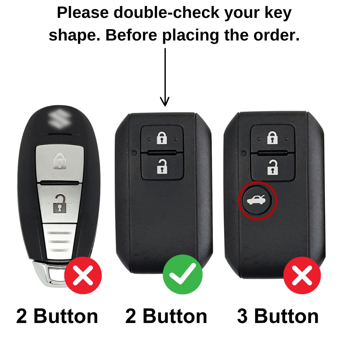 Keycept Metal Alloy Car Key Cover for Suzuki Swift, Dzire, Ertiga, Baleno, Celerio, WagonR, Brezza, Fronx, Grand Vitara, Jimny, Ignis, Toyota Glanza, Urban Cruiser hyryder Smart Key Cover with Keychain (Dual Black & Tan)
