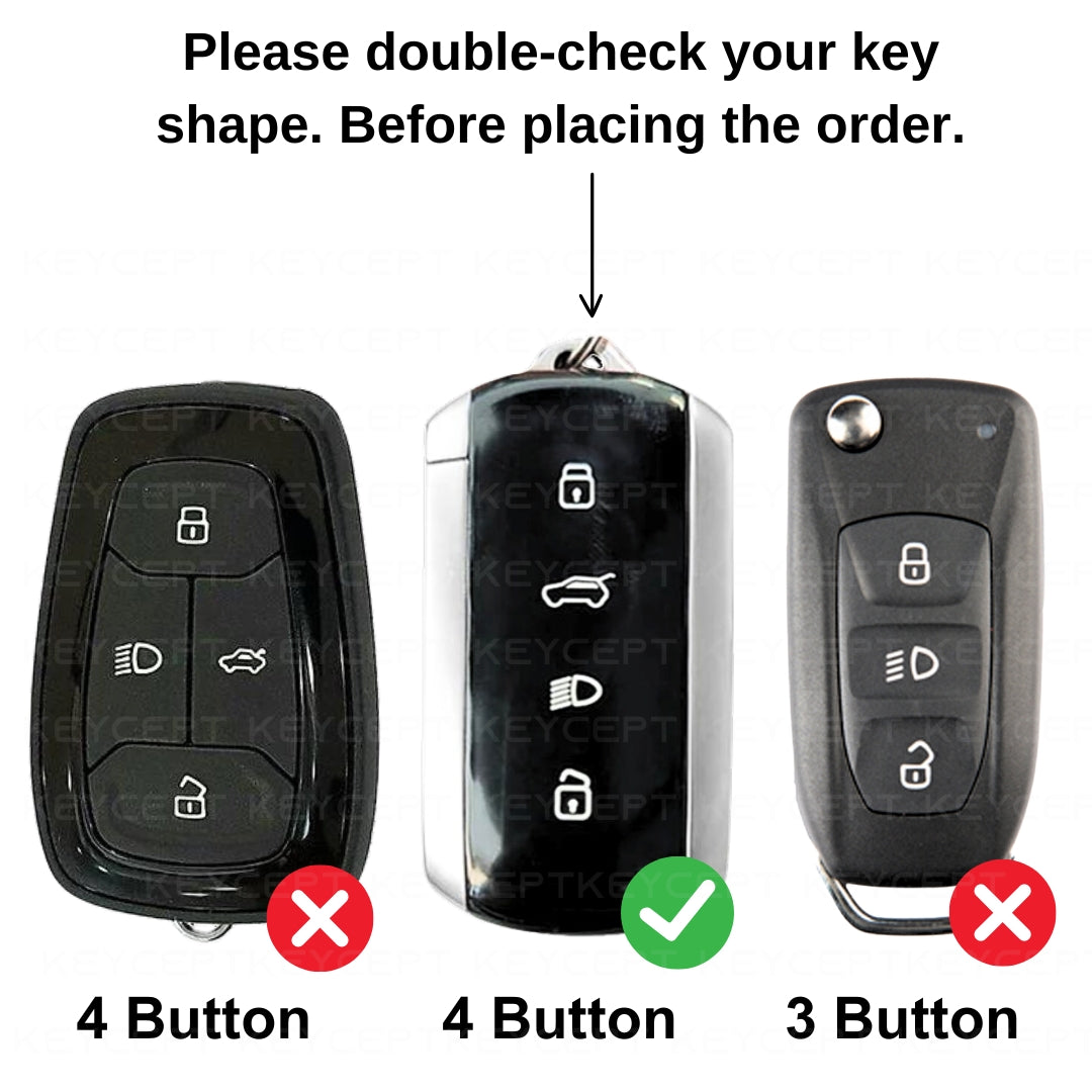 Keycept Metal Alloy Car Key Cover for Tata Curvv, Curvv EV Smart Key Cover with Keychain (Dual Black & Tan)