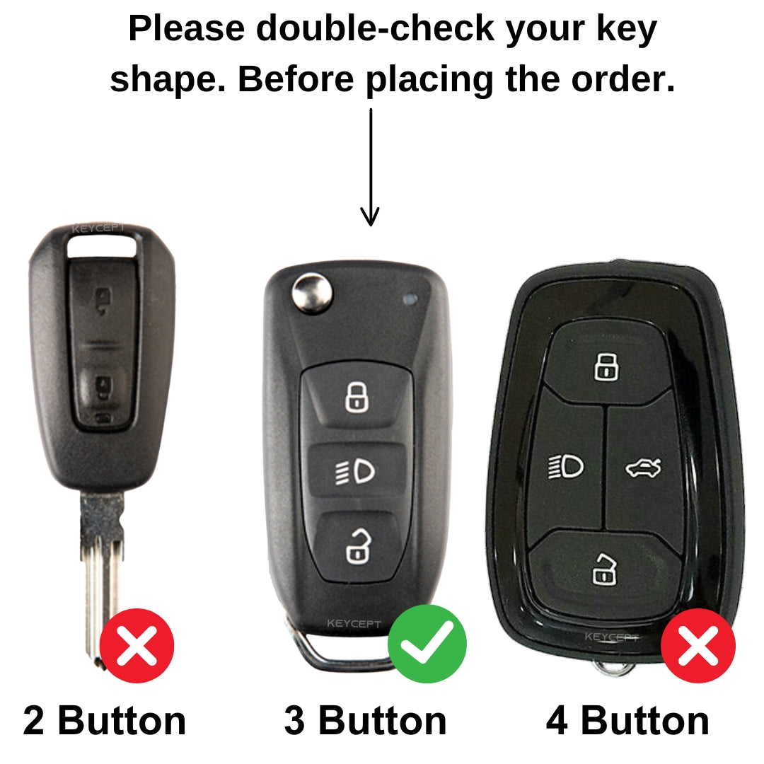 Keycept Metal Alloy Car Key Cover for Tata Tigor, Bolt, Nexon, Hexa, Zest, Tiago, Punch, Safari, Altroz, Storme 3 button Flip Key Cover with Keychain (Dual Black & Tan)
