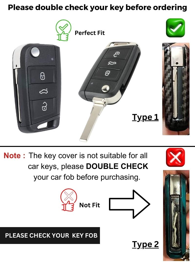 Skoda/Volkswagen TPU Leather Key Cover with Keychain. (Type 2)