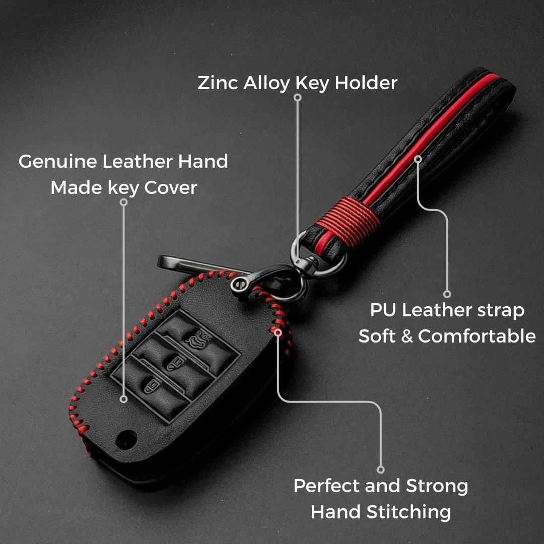 keycept leather key cover kia seltos sonet carens 3 button flip shell case