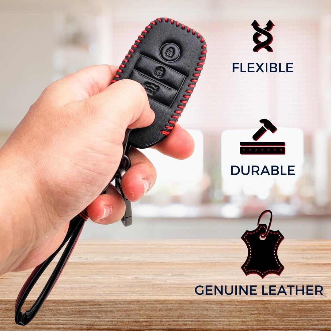 keycept leather key cover seltos sonet 3 button smart shell case