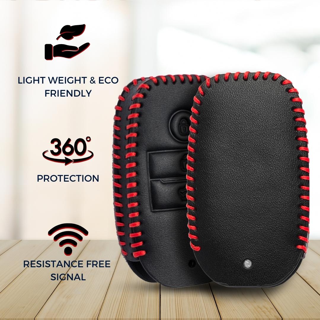 keycept leather key cover seltos sonet 3 button smart shell case