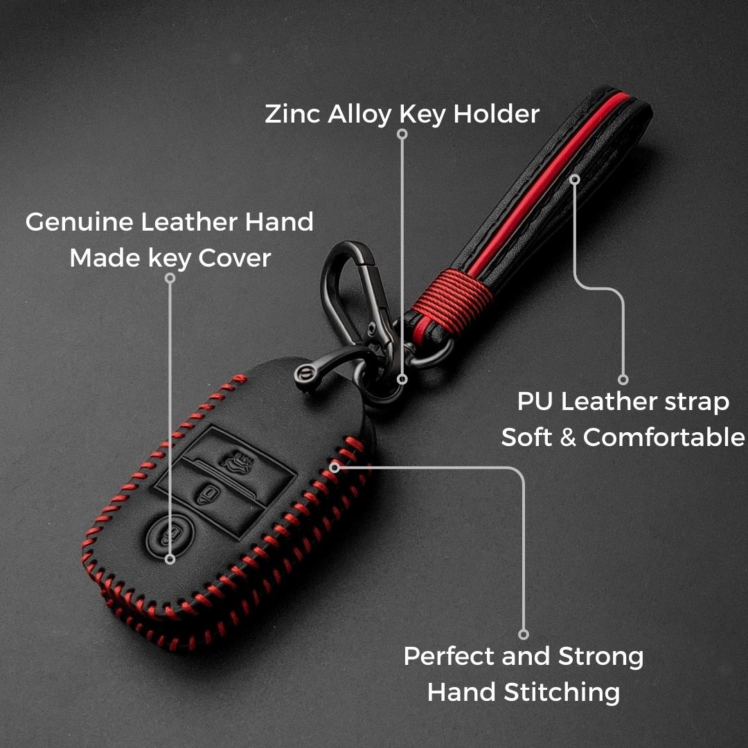 keycept leather key cover seltos sonet 3 button smart shell case