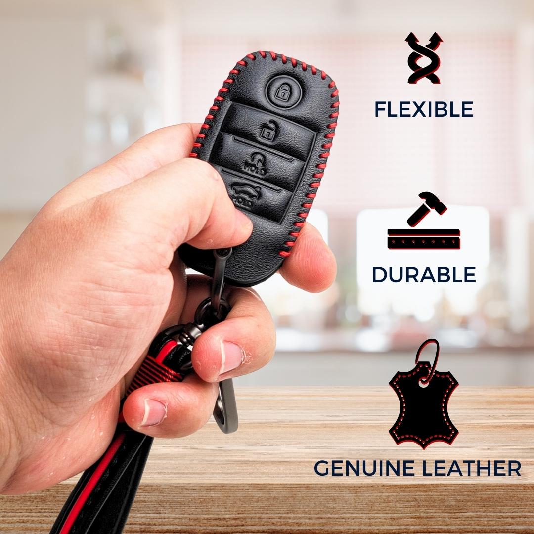 keycept leather key cover seltos sonet carens 4 button smart shell case