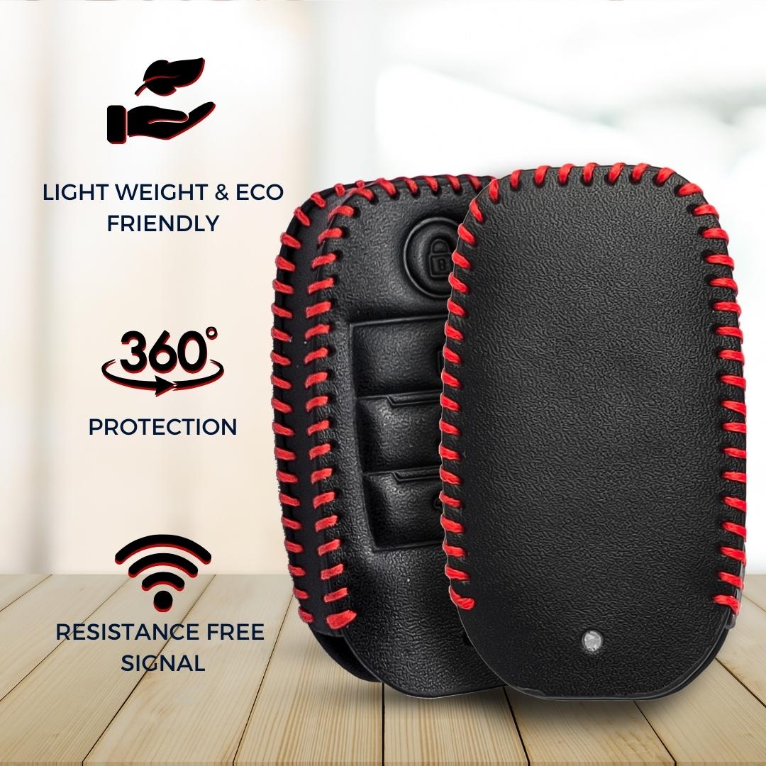 keycept leather key cover seltos sonet carens 4 button smart shell case