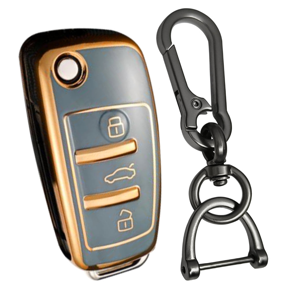 Audi Gold Line TPU key Cover with Keychain